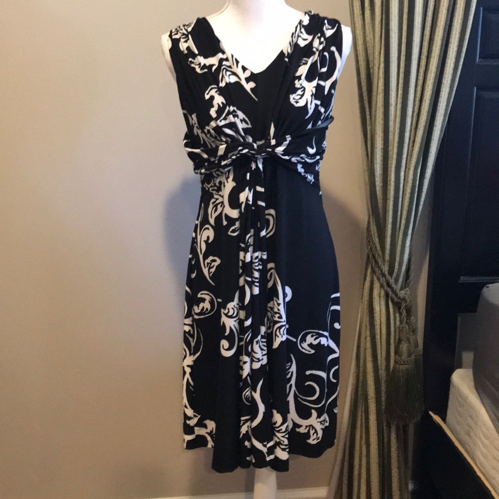 SOMA Twist Front Black and White Dress